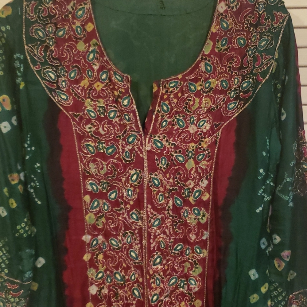 Beautiful handcrafted silk gold india dress tunic